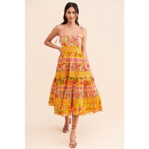 Farm Rio Mixed Fruits Paradise Midi Dress